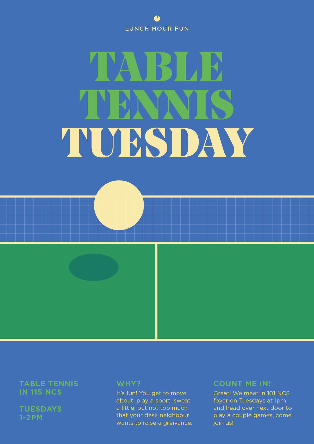 Lunchtime poster - Table Tennis Tuesday